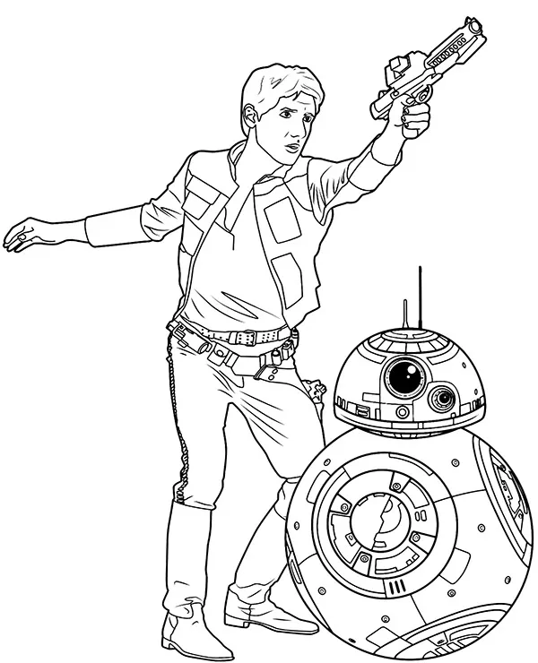 Han solo bb 8 kolorowanka - Ausmalbild zum Ausdrucken