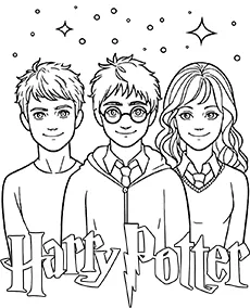 Harry potter kolorowanka hermione harry ron mobile - Ausmalbild zum Ausdrucken