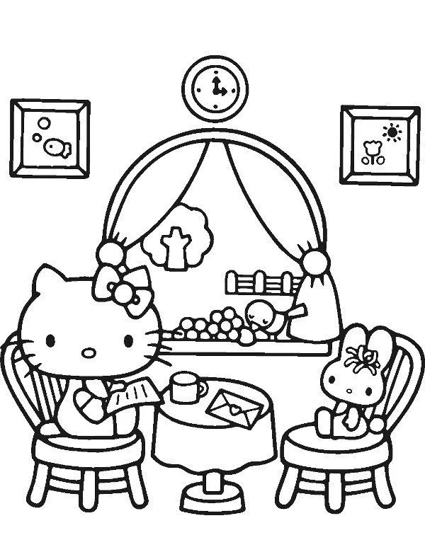 Hello kitty kolorowanka - Ausmalbild zum Ausdrucken