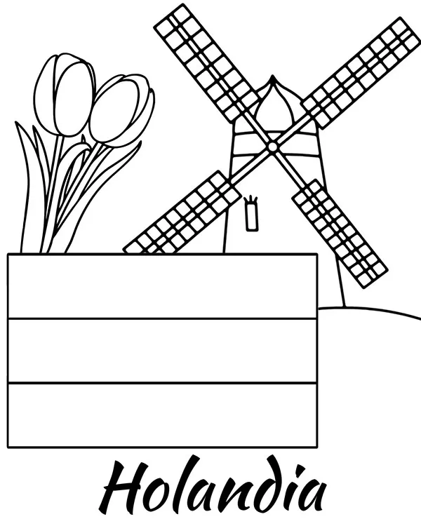 Holandia flaga tulipany malowanka - Ausmalbild zum Ausdrucken