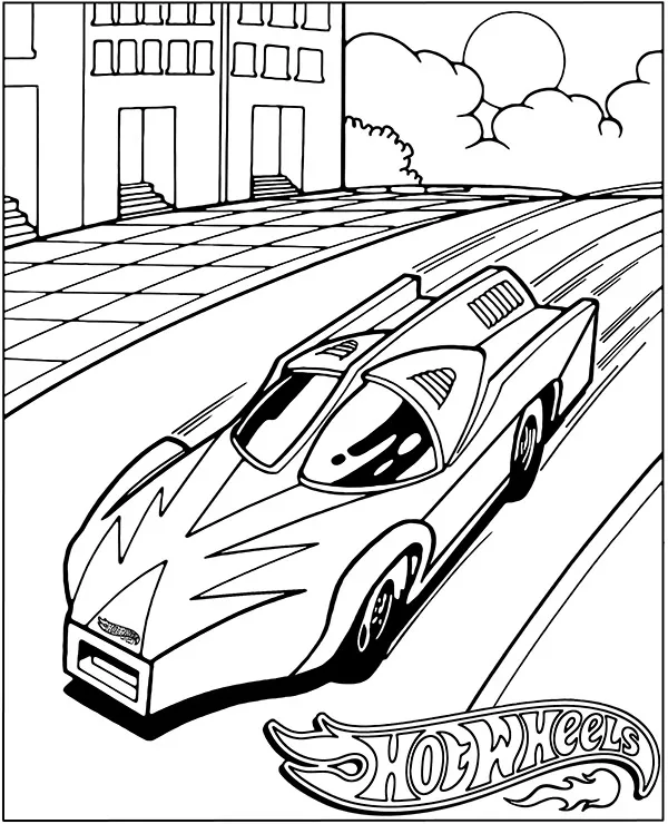 Hot wheels wyscigowka w miescie kolorowanka - Ausmalbild zum Ausdrucken