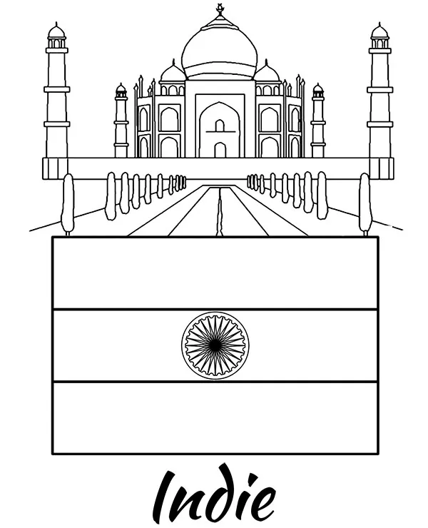 Indie flaga taj mahal malowanka - Ausmalbild zum Ausdrucken