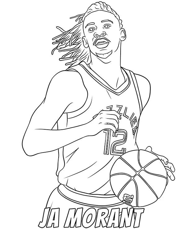 Ja morant kolorowanka koszykarz - Ausmalbild zum Ausdrucken