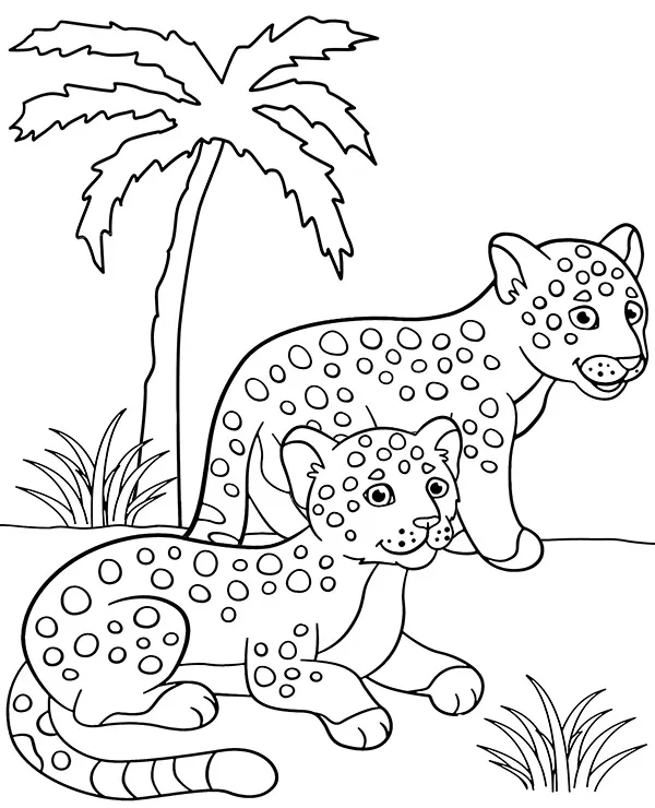 Jaguary kolorowanka do druku dla dzieci