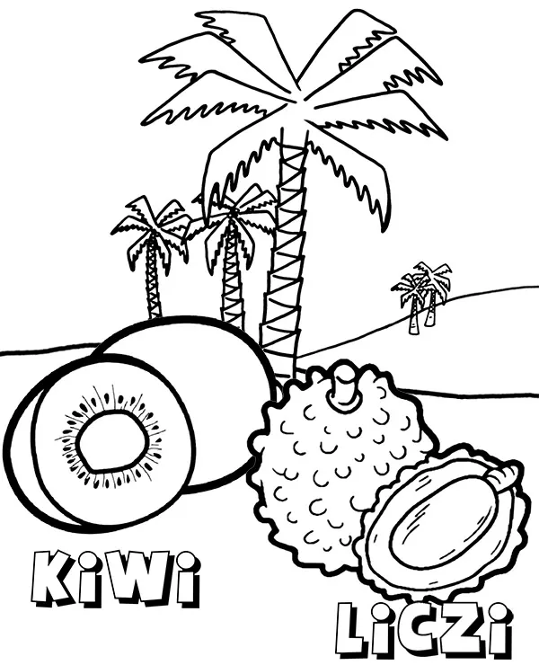 Kiwi liczi kolorowanka - Ausmalbild zum Ausdrucken