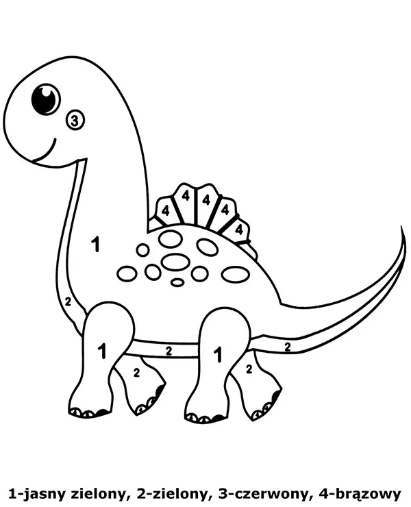Kolorowanie wedlug numerow obrazek do wydruku dinozaur - Ausmalbild zum Ausdrucken