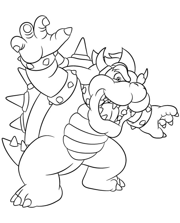 Kolorowanka Mario Bowser do druku - Ausmalbild zum Ausdrucken