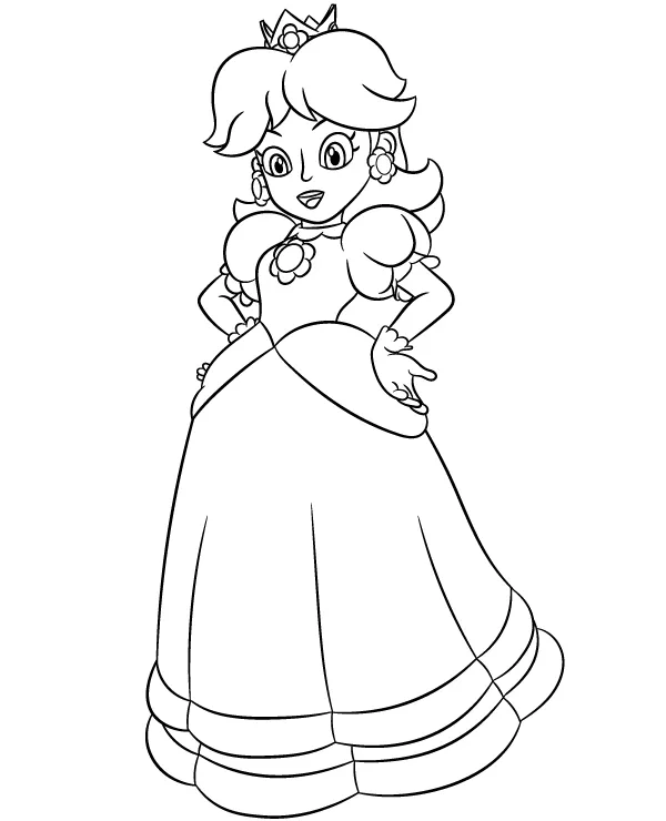 Kolorowanka Mario Daisy do druku - Ausmalbild zum Ausdrucken