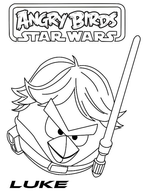 Kolorowanka angry birds luke skywalker - Ausmalbild zum Ausdrucken