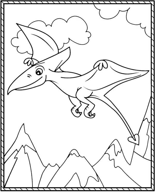 Kolorowanka dinozaury pterodaktyl - Ausmalbild zum Ausdrucken