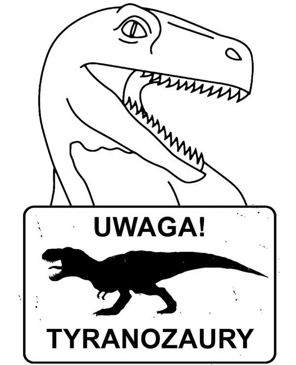 Kolorowanka dinozaury uwaga trex - Ausmalbild zum Ausdrucken