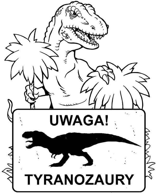 Kolorowanka dinozaury uwaga tyranozaur - Ausmalbild zum Ausdrucken