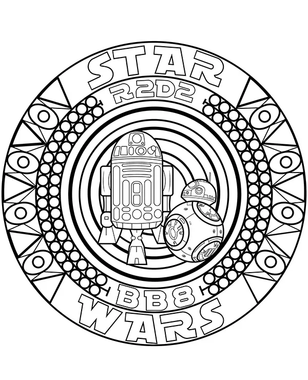 Kolorowanka dla doroslych gwiezdne wojny r2d2 - Ausmalbild zum Ausdrucken