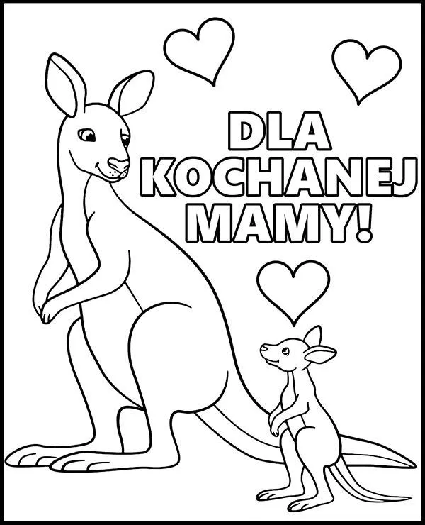 Kolorowanka dzien mamy zwierzeta kangury - Ausmalbild zum Ausdrucken