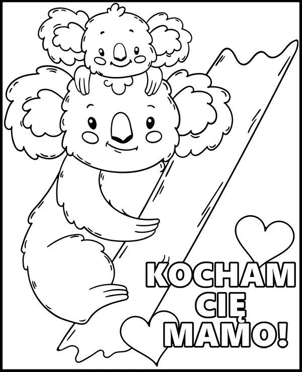 Kolorowanka dzień mamy zwierzęta koala