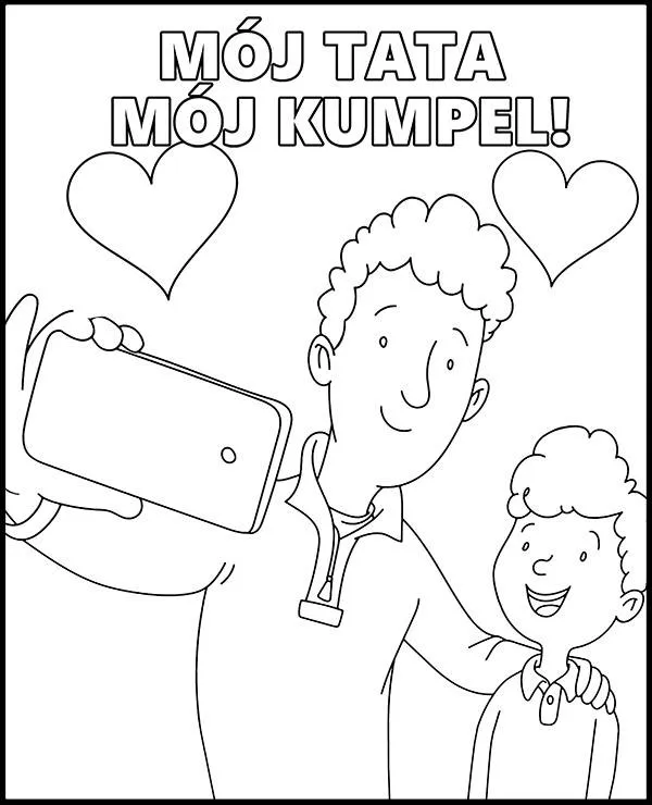 Kolorowanka dzien ojca selfie - Ausmalbild zum Ausdrucken