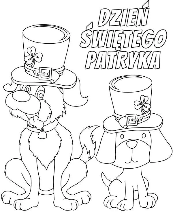 Kolorowanka dzien swietego patryka psy - Ausmalbild zum Ausdrucken