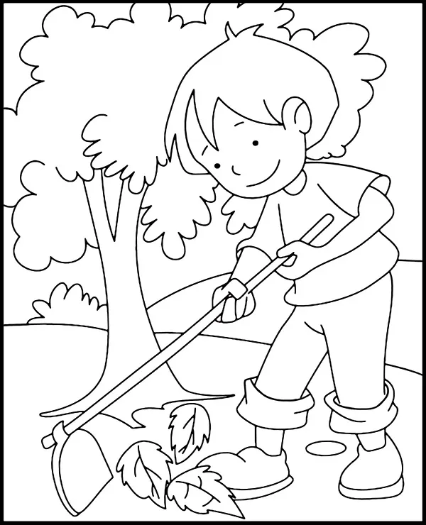 Kolorowanka dzien ziemi sprzatanie parku - Ausmalbild zum Ausdrucken