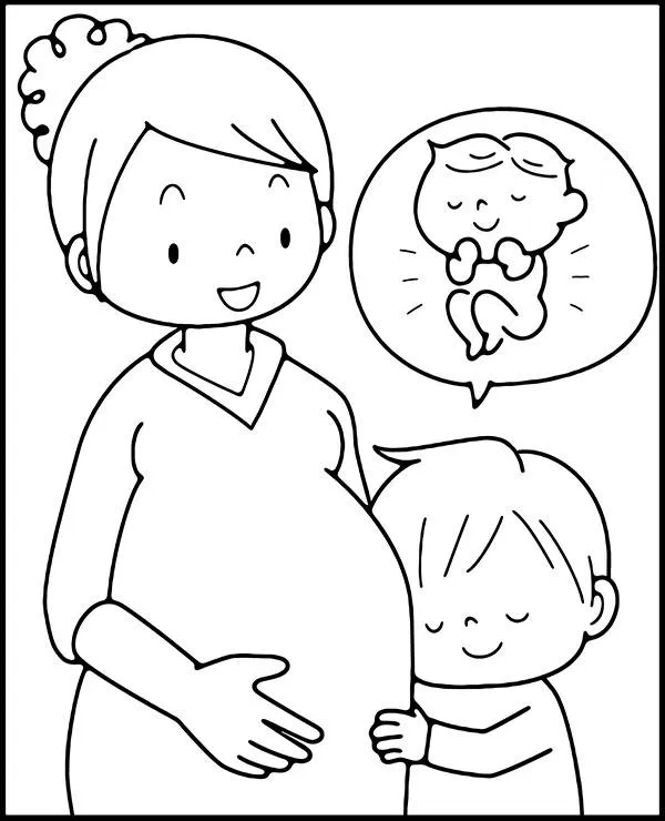 Kolorowanka mama ciąża do druku