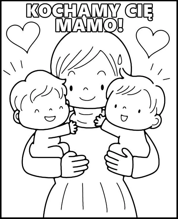 Kolorowanka mama dzieci - Ausmalbild zum Ausdrucken