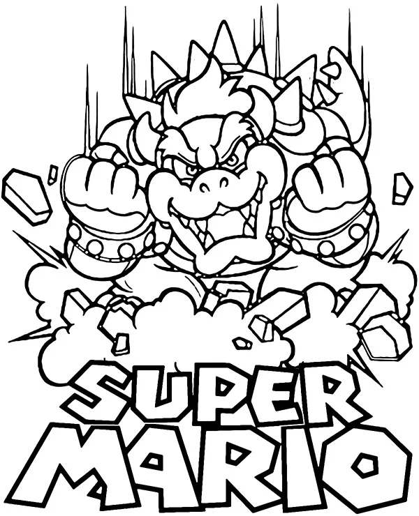 Kolorowanka mario bowser - Ausmalbild zum Ausdrucken