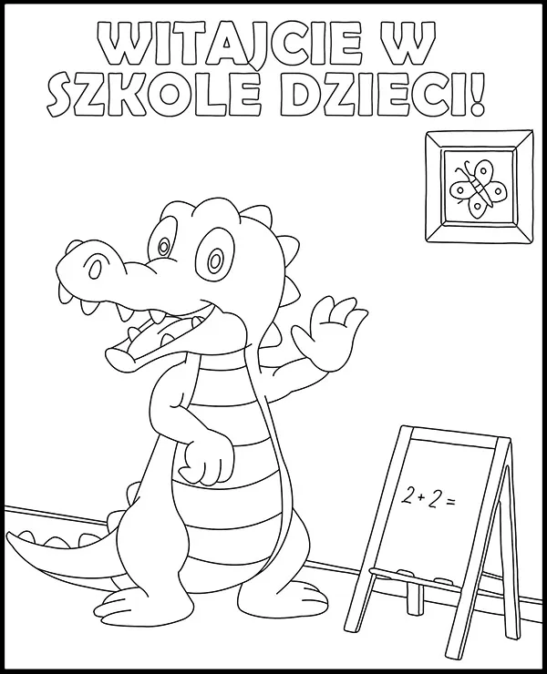Kolorowanka Dzień Nauczyciela krokodyl do druku