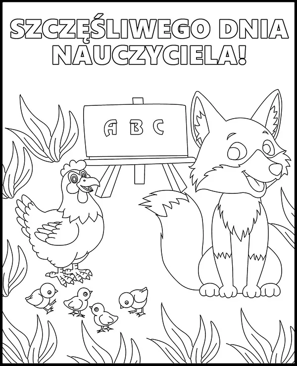 Kolorowanka na dzien nauczyciela lisek - Ausmalbild zum Ausdrucken