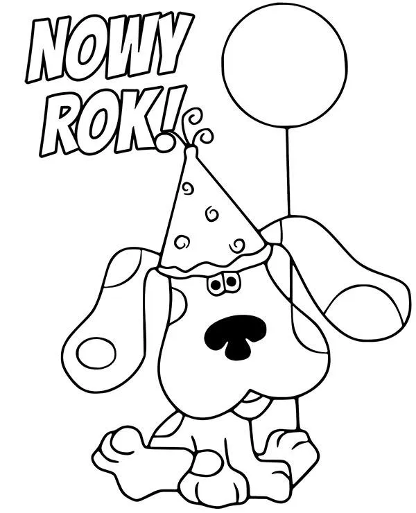 Kolorowanka nowy rok pies balon do druku