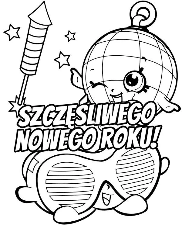 Kolorowanka nowy rok shopkins - Ausmalbild zum Ausdrucken