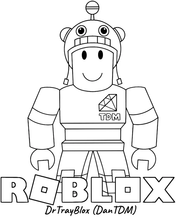 Kolorowanka Roblox DanTDM do druku dla dzieci