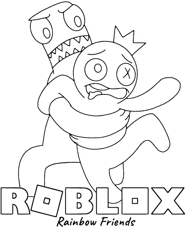Kolorowanka roblox Rainbow Friends blue - Ausmalbild zum Ausdrucken