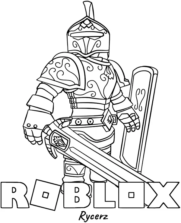 Kolorowanka roblox rycerz - Ausmalbild zum Ausdrucken