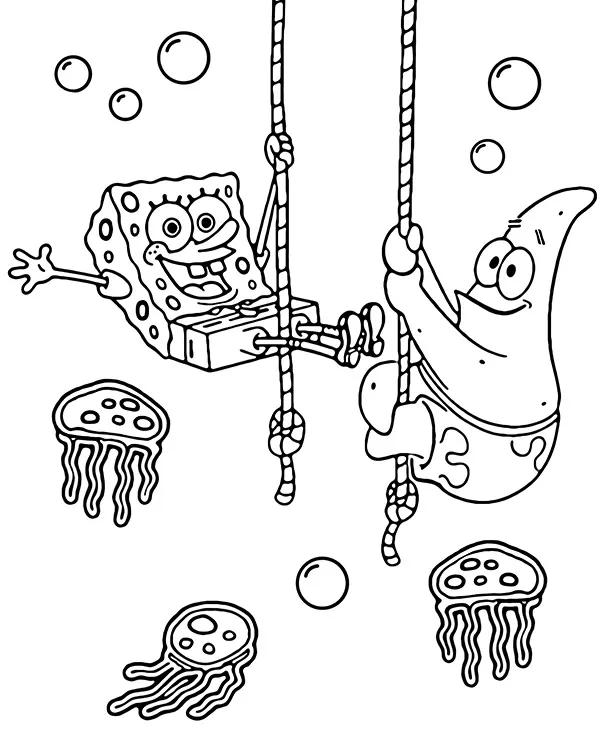 Kolorowanka spogebob i patryk meduzy - Ausmalbild zum Ausdrucken