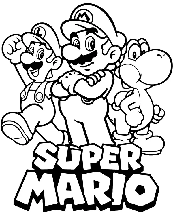 Kolorowanka super mario team - Ausmalbild zum Ausdrucken