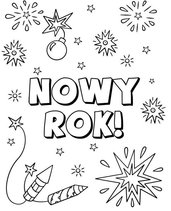 Kolorowanka szczesliwego nowego roku malowanka - Ausmalbild zum Ausdrucken