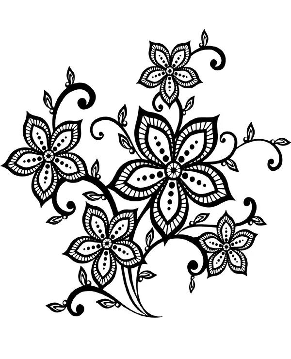 Kolorowanka tatuaz kwiaty - Ausmalbild zum Ausdrucken