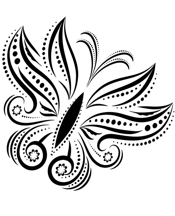 Kolorowanka tatuaz motyl - Ausmalbild zum Ausdrucken