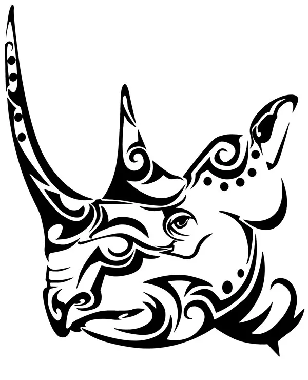 Kolorowanka tatuaz nosorozec - Ausmalbild zum Ausdrucken