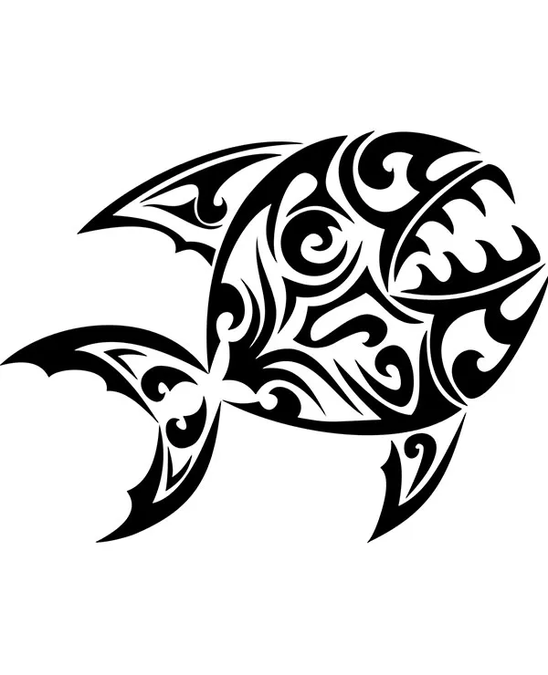 Kolorowanka tatuaz pirania - Ausmalbild zum Ausdrucken