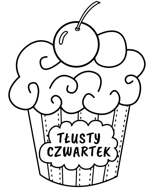 Kolorowanka tlusty czwartek deser - Ausmalbild zum Ausdrucken