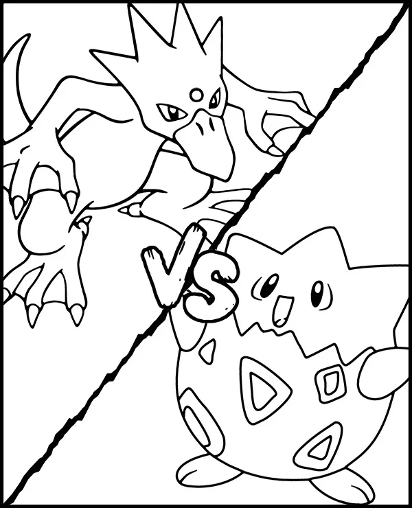 Kolorowanka Togepi vs Golduck do druku