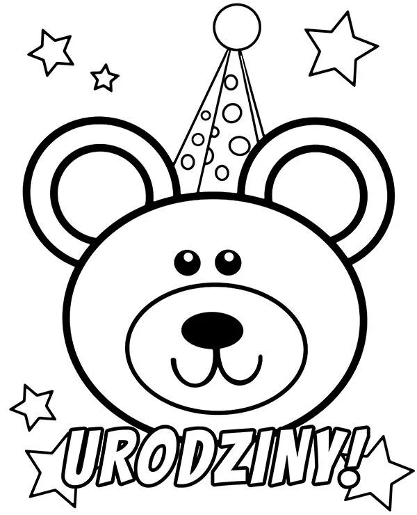 Kolorowanka urodzinowa mis urodziny - Ausmalbild zum Ausdrucken