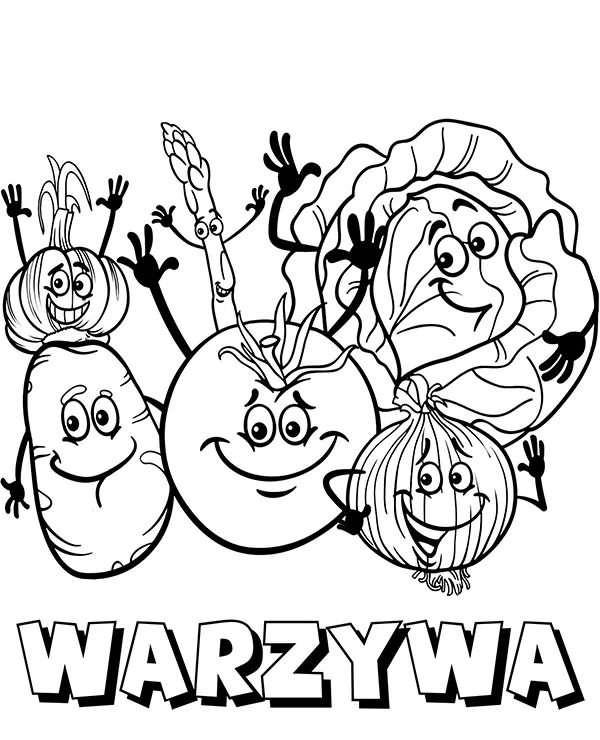 Kolorowanka warzywa do wydruku - Ausmalbild zum Ausdrucken