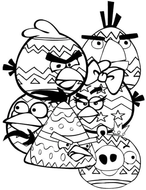 Kolorowanka wielkanocna angry birds - Ausmalbild zum Ausdrucken