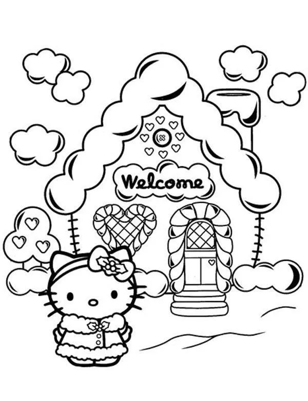 Kolorowanka zimowa Hello Kitty do druku