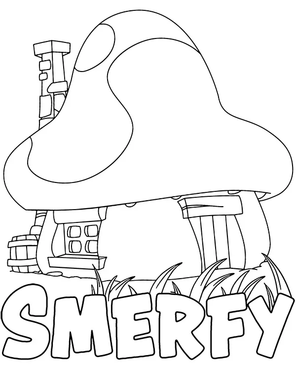 Kolorowanki smerfy do druku domek - Ausmalbild zum Ausdrucken