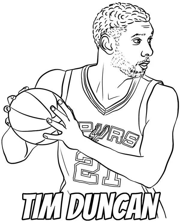 Koszykarz tim duncan kolorowanka - Ausmalbild zum Ausdrucken