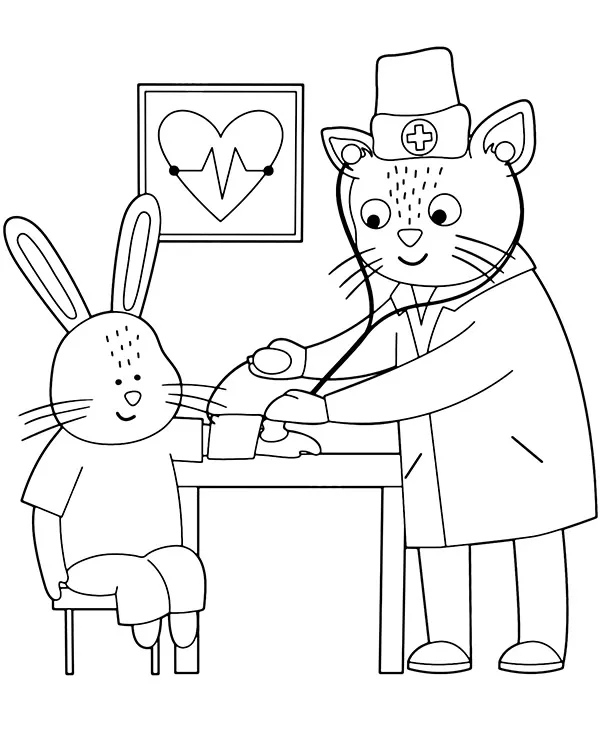 Kot doktor kolorowanka dla dzieci - Ausmalbild zum Ausdrucken