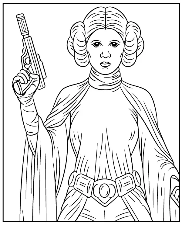 Księżniczka Leia Star Wars kolorowanka do druku