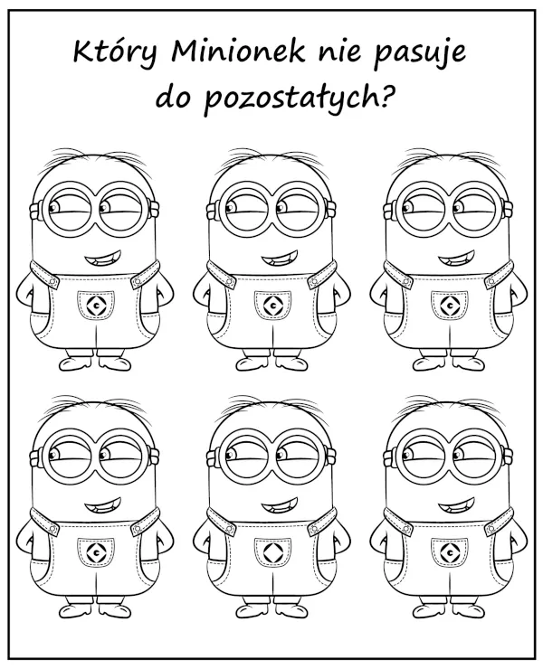Który minionek nie pasuje kolorowanka